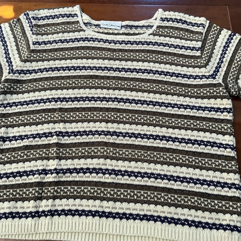 Croft & Barrow Men's Striped Crewneck Sweater - Cream, Brown, and Blue